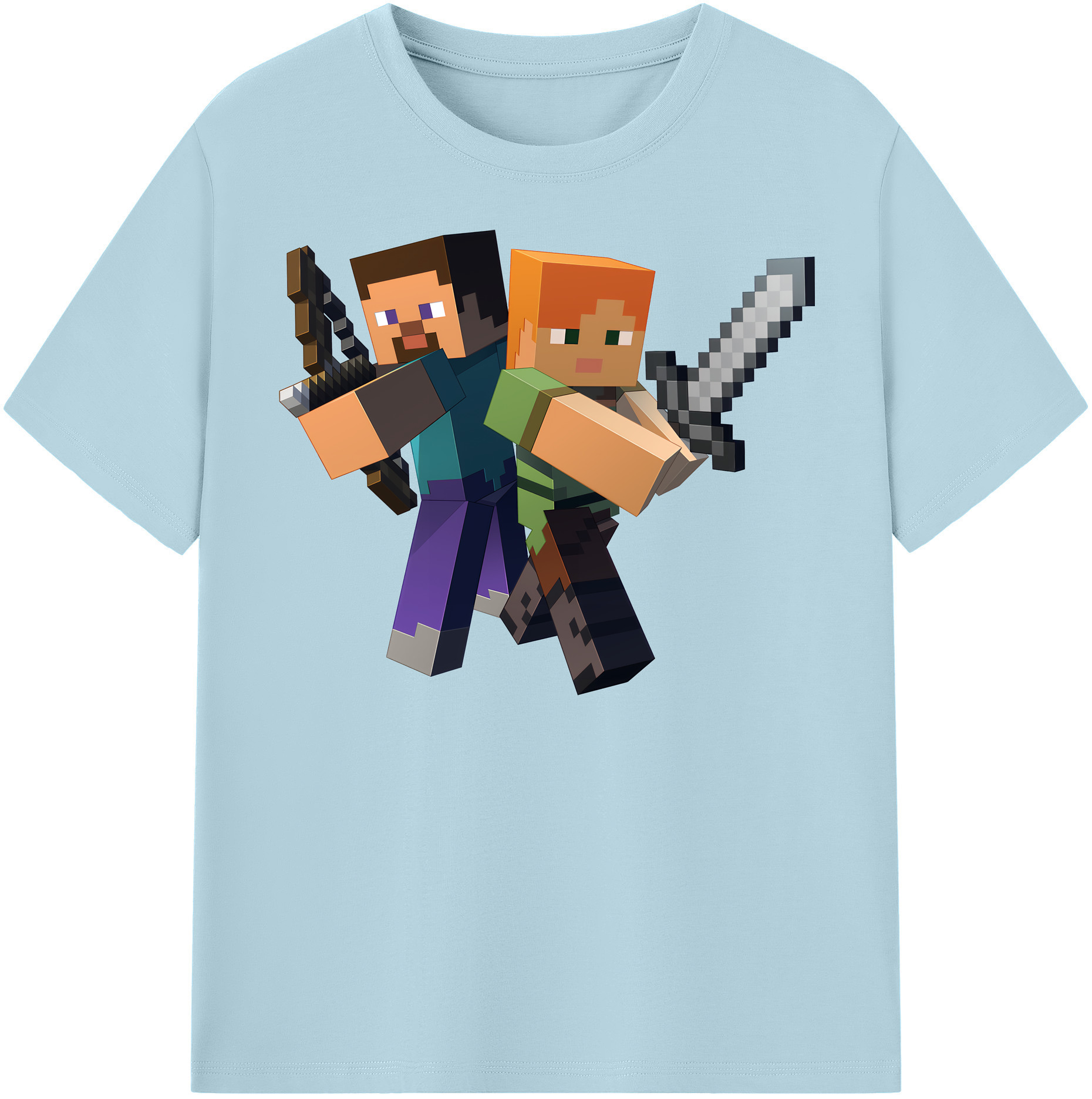 （画像用） マインクラフト ブロックの世界 Minecraft MC Block world 綿100％半袖Tシャツ（フロントプリント）